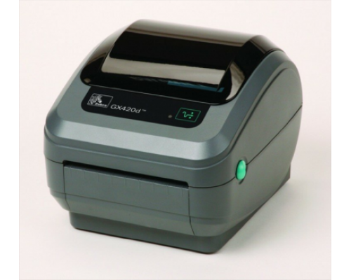 Принтер печати этикеток DT GX420d; 203dpi, EU and UK Cords, EPL2, ZPL II, USB, Serial, Ethernet, Dispenser (Peeler) (ZD6A042-D1EF00EZ)