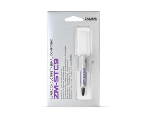 Термопаста Zalman ZM-STC9 superconducting thermal compound, thermal conductivity 9.1W/m-k, viscosity 250Pa.s