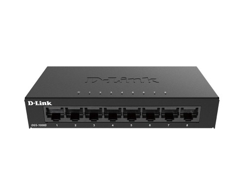 Коммутатор D-Link DGS-1008D/K2A, L2 Unmanaged Switch with 8 10/100/1000Base-T ports.8K Mac address, Auto-sensing, 802.3x Flow Control, Stand-alone, Auto MDI/MDI-X for each port,  802.1p QoS, D-link Green techno