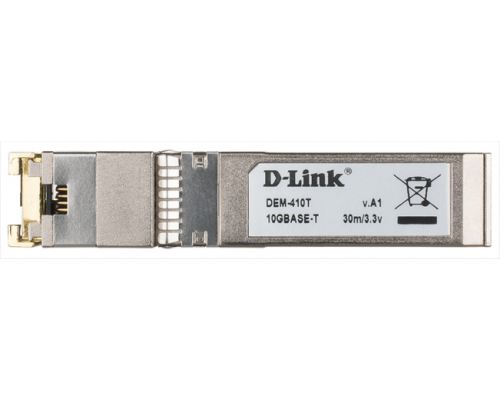 Трансивер D-Link 410T/A1A, SFP+ Transceiver with 1 10GBase-T port.Copper  transceiver (up to 30m), 3.3V power