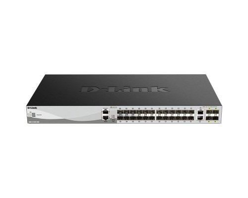 Управляемый коммутатор D-Link DGS-3130-30S/B1A, PROJ L3 Managed Switch with 24 100/1000Base-X SFP ports and 2 10GBase-T ports and 4 10GBase-X SFP+ ports.16K Mac address, SIM,  USB port, IPv6, SSL v3, 802.1Q VLAN,GVRP, 802.