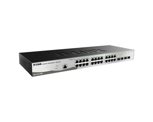 Управляемый коммутатор D-Link DGS-1210-28/ME/P/B2A, L2 Managed Switch with 24 10/100/1000Base-T ports and 4 1000Base-X SFP ports.16K Mac address, 802.3x Flow Control, 4K of 802.1Q VLAN, 802.1p Priority