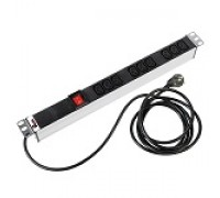 Блок розеток Rem-16 с выкл., 9 IEC 60320 C13, 16A, алюм., 19