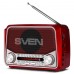 Радиоприемник Sven SRP-525 аналоговый, FM/AM/SW, стерео, 150-20000 Гц, 3 Вт, 76 мм, USB/AUX/micrоSD, фонарик, ремешок, красный