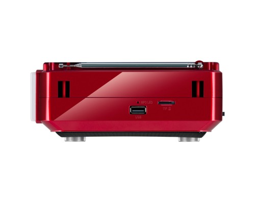 Радиоприемник Sven SRP-525 аналоговый, FM/AM/SW, стерео, 150-20000 Гц, 3 Вт, 76 мм, USB/AUX/micrоSD, фонарик, ремешок, красный