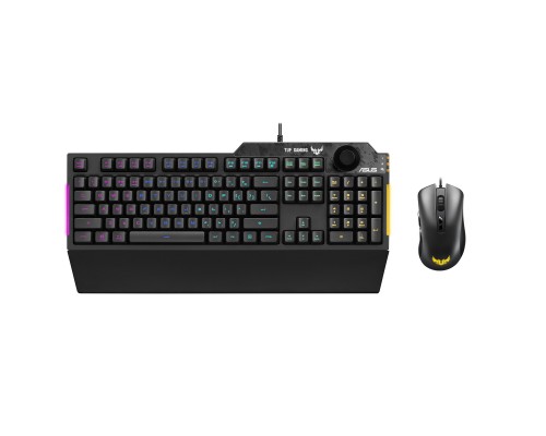 Клавиатура + мышь ASUS TUF Gaming K1 + M3, проводные, USB, RGB, мембранная, 104кл., оптическая, 7000 dpi, 6 кн., черная