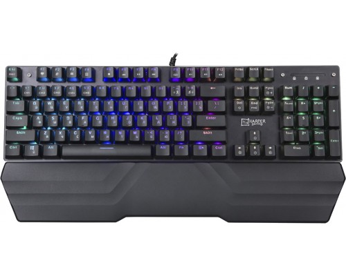 Клавиатура Harper Gaming Sierra GKB-P102 механическая, проводная, USB, Blue Switch, 104 кл., RGB подсветка, черная