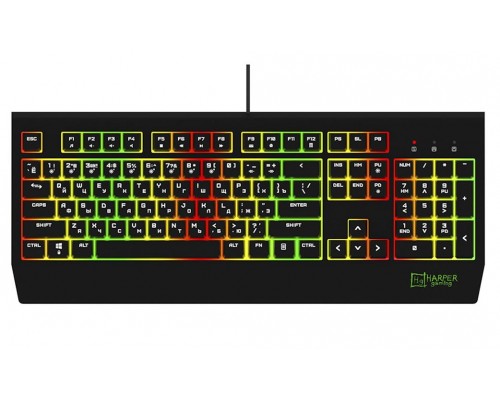 Клавиатура Harper Gaming Typhoon GKB-25 мембранная, проводная, USB, 104 кл., RGB подсветка, черная