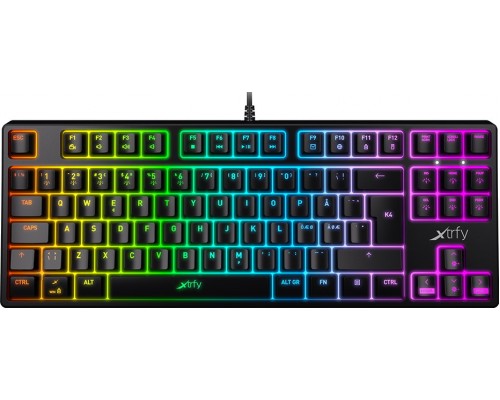 Клавиатура Xtrfy K4 TKL RGB black XG-K4-RGB-TKL-R-RUS механическая, проводная, USB, Kailh Red, 88 клав., RGB подсветка, черная