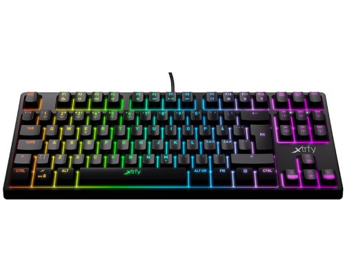 Клавиатура Xtrfy K4 TKL RGB black XG-K4-RGB-TKL-R-RUS механическая, проводная, USB, Kailh Red, 88 клав., RGB подсветка, черная