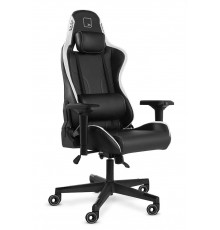 Игровое кресло WARP Xn XN-BWT black/white компьютерное, до 90 кг, экокожа PU/карбон/сталь, 4D, черное/белое                                                                                                                                               