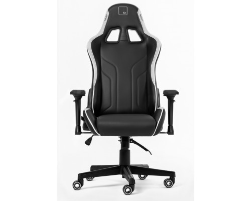Игровое кресло WARP Xn XN-BWT black/white компьютерное, до 90 кг, экокожа PU/карбон/сталь, 4D, черное/белое