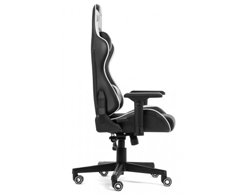 Игровое кресло WARP Xn XN-BWT black/white компьютерное, до 90 кг, экокожа PU/карбон/сталь, 4D, черное/белое