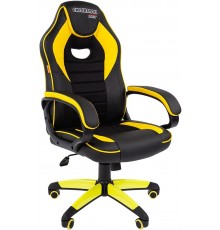 Игровое кресло Chairman game 16 компьютерное, до 120 кг, экокожа/ткань/пластик, цвет  черный/желтый                                                                                                                                                       