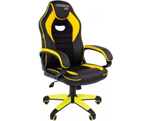 Игровое кресло Chairman game 16 компьютерное, до 120 кг, экокожа/ткань/пластик, цвет  черный/желтый
