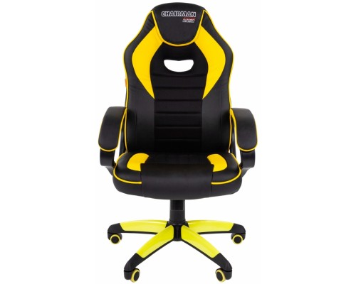 Игровое кресло Chairman game 16 компьютерное, до 120 кг, экокожа/ткань/пластик, цвет  черный/желтый
