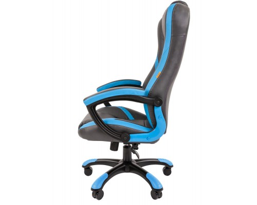 Игровое кресло Chairman game 22 компьютерное, до 180 кг, экокожа/пластик, цвет  серый/голубой