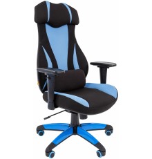Игровое кресло Chairman game 14 компьютерное, до 120 кг, ткань/пластик, цвет черный/голубой                                                                                                                                                               
