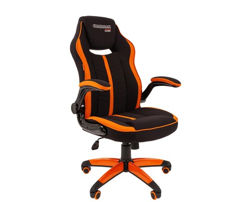 Игровое кресло Chairman game 19 компьютерное, до 120 кг, ткань/пластик, цвет  черный/оранжевый