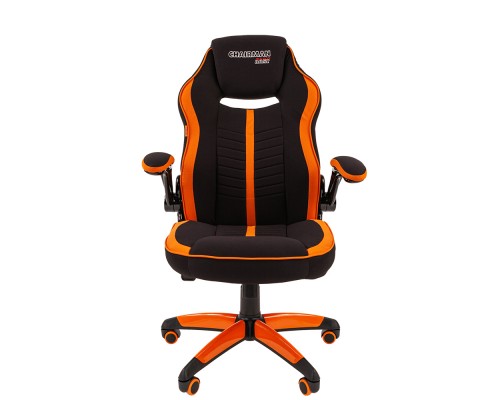 Игровое кресло Chairman game 19 компьютерное, до 120 кг, ткань/пластик, цвет  черный/оранжевый