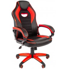Игровое кресло Chairman game 16 компьютерное, до 120 кг, экокожа/ткань/пластик, цвет  черный/красный                                                                                                                                                      