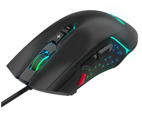 Мышь HIPER DRAKKAR GMUS-3000 проводная, оптическая, 12000 dpi, USB, PMW3327, 8 кнопок, рег.веса, подсветка RGB, цвет  черный