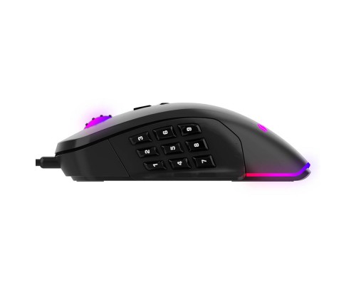 Мышь HIPER Quantum Q-M2 проводная, оптическая, 6200 dpi, USB, 14 кнопок, RGB подсветка, сменные панели, цвет  черный