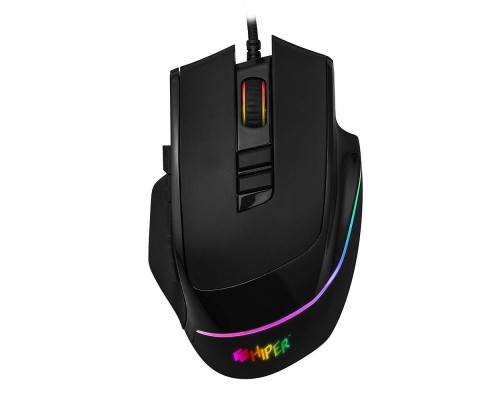 Мышь HIPER Quantum Q-M1 проводная, оптическая, 7200 dpi, USB, 10 кнопок, RGB подсветка, 3 сменные панели, цвет  черный