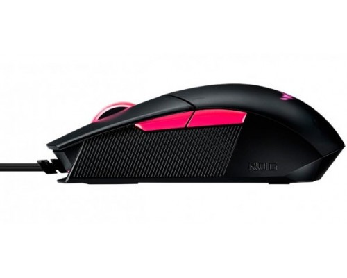 Мышь ASUS ROG Strix Impact II Electro Punk 90MP01U0-BMUA00 оптическая, проводная, 6200 dpi, USB, RGB подсветка, цвет  черный/розовый