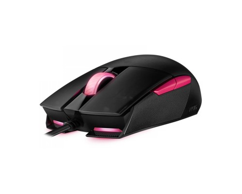 Мышь ASUS ROG Strix Impact II Electro Punk 90MP01U0-BMUA00 оптическая, проводная, 6200 dpi, USB, RGB подсветка, цвет  черный/розовый