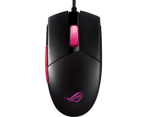 Мышь ASUS ROG Strix Impact II Electro Punk 90MP01U0-BMUA00 оптическая, проводная, 6200 dpi, USB, RGB подсветка, цвет  черный/розовый