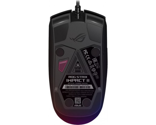 Мышь ASUS ROG Strix Impact II Electro Punk 90MP01U0-BMUA00 оптическая, проводная, 6200 dpi, USB, RGB подсветка, цвет  черный/розовый