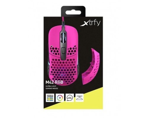 Мышь Xtrfy M42-RGB pink оптическая, проводная, 16000 dpi, USB, PixArt 3389, RGB подсветка, цвет  розовый/черный