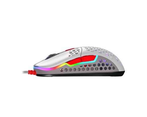 Мышь Xtrfy M42-RGB Retro оптическая, проводная, 16000 dpi, USB, PixArt 3389, RGB подсветка, цвет  серый/белый