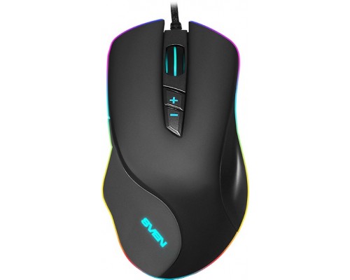 Мышь Sven RX-G970 оптическая, проводная, 4000 dpi, USB, Avago 3050, подсветка RGB, цвет  черный