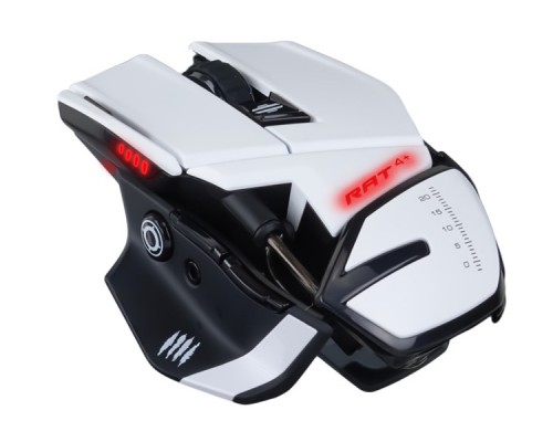 Мышь Mad Catz  R.A.T. 4+ White проводная, оптическая, 7200 dpi, USB, красная подсветка, цвет  белый