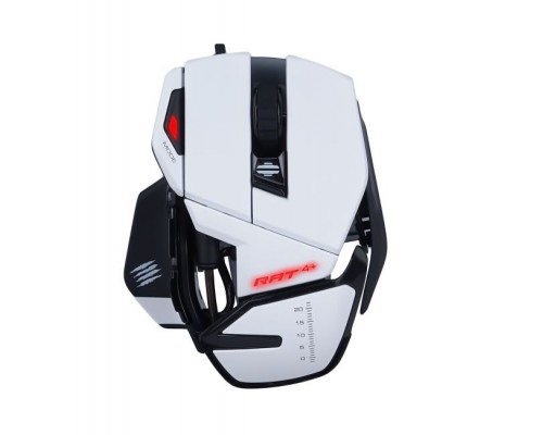 Мышь Mad Catz  R.A.T. 4+ White проводная, оптическая, 7200 dpi, USB, красная подсветка, цвет  белый