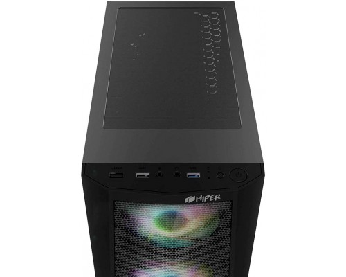 Корпус HIPER ORO-4RGB ATX, mATX, Mini-ITX, Midi-tower, без БП, USB 2.0, USB 3.0, Audio, 4 х 120 мм, RGB подсветка, black