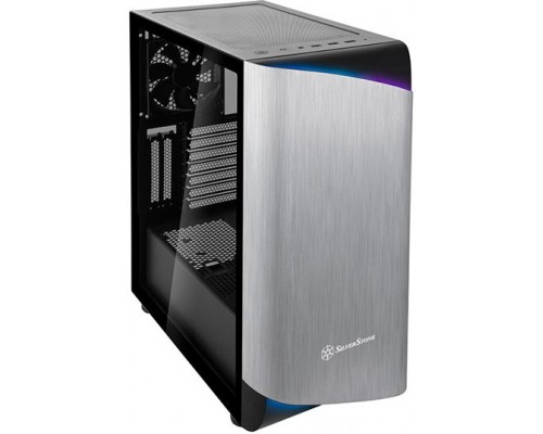 Корпус SilverStone Seta A1 SST-SEA1SB-G ATX, mATX, Mini-ITX, Midi-tower, 2 x USB 3.0, USB Type-C, Audio, 3 х 120мм fan, с окном, без БП, подсветка, black/silver