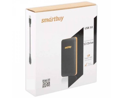 Внешний твердотельный накопитель Smartbuy S3 SSD, 1TB, USB 3.0, чтение  425 Мб/сек, запись  400 Мб/сек, TLC 3D NAND, TRIM, Black