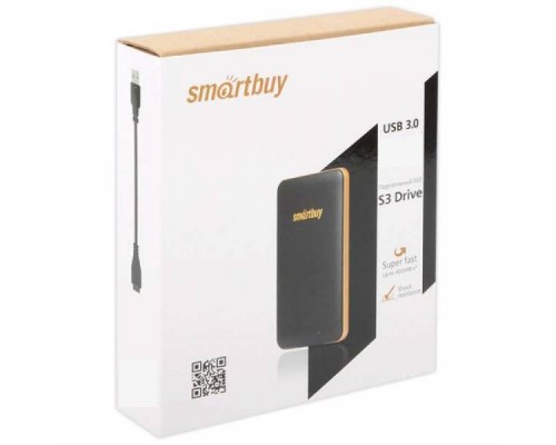 Внешний твердотельный накопитель Smartbuy S3 SB512GB-S3DB-18SU30 SSD, 512GB, USB 3.0, чтение  425 Мб/сек, запись  400 Мб/сек, TLC 3D NAND, TRIM, Black