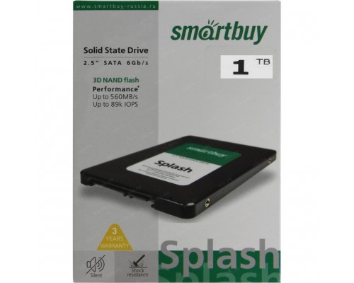 Твердотельный накопитель Smartbuy Splash SBSSD-001TT-MX902-25S3 SSD, 2.5