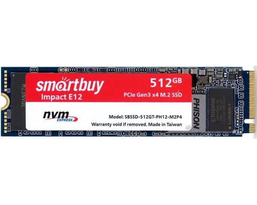 Твердотельный накопитель Smartbuy Impact E12 SBSSD-512GT-PH12-M2P4 SSD, M.2, 512Gb, PCI-Ex4, чтение  3400 Мб/сек, запись  3100 Мб/сек, TLC 3D NAND, NVMe