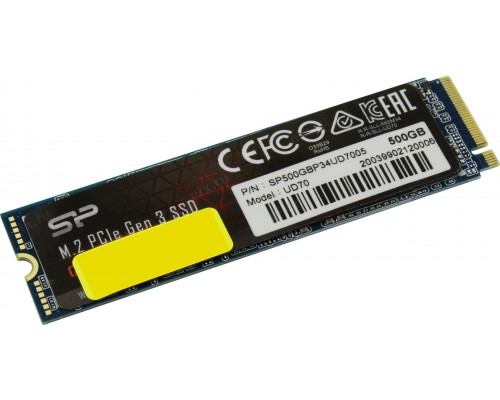 Твердотельный накопитель Silicon Power UD70 SP500GBP34UD7005 SSD, M.2, 500GB, PCI-Ex4, чтение  3400 Мб/сек, запись  3000 Мб/сек, 3D NAND, NVMe