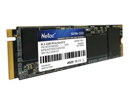 Твердотельный накопитель Netac N950E Pro NT01N950E-001T-E4X SSD, M.2, 1.0Tb, PCI-E x4, чтение  3350 Мб/сек, запись  2800 Мб/сек, TLC 3D NAND, NVMe