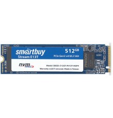 Твердотельный накопитель Smartbuy Stream E13T SBSSD-512GT-PH13T-M2P4 SSD, M.2, 512GB, PCI-E x4, чтение  1700 Мб/сек, запись  1550 Мб/сек, TLC 3D NAND, NVMe, 300 TBW                                                                                      