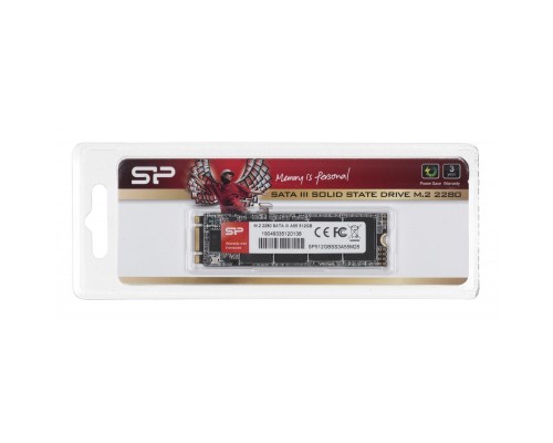 Твердотельный накопитель Silicon Power A55 SP512GBSS3A55M28 SSD, M.2, 512GB, SATA-III, чтение  560 Мб/сек, запись  530 Мб/сек, TLC 3D NAND, TRIM, NCQ