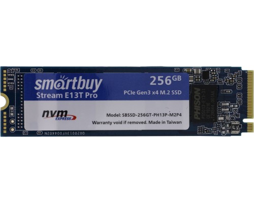 Твердотельный накопитель Smartbuy Stream E13T Pro SBSSD-256GT-PH13P-M2P4 SSD, M.2, 256GB, PCI-Ex4, чтение  2300 Мб/сек, запись  1150 Мб/сек, TLC, NVMe