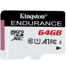 Карта памяти Kingston Class10 64Gb SDCE/64GB High Endurance, microSDXC, UHS-I (A1), без адаптера                                                                                                                                                          