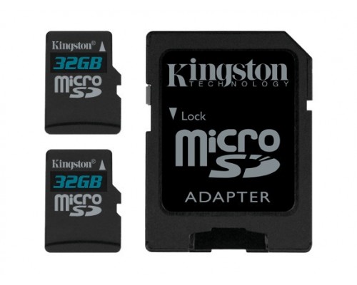 Карта памяти Kingston Canvas SDCS2/32GB-2P1A Class10, 32Gb(2шт. по 32Гб), microSDHC, UHS-I (U1), с адаптером